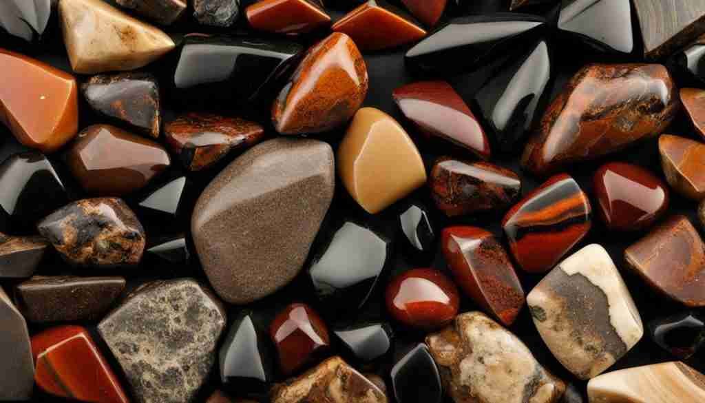 Jet, Mahogany Obsidian, Petrified Wood, and Picture Jasper