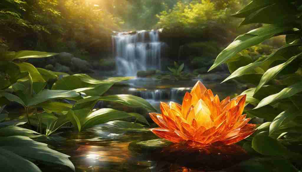 Orange crystals for promoting intimacy, sensuality, and abundance