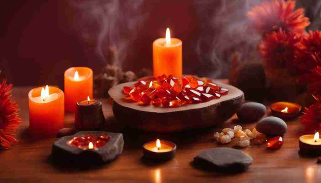 Red Jasper and Carnelian crystals for sacred space