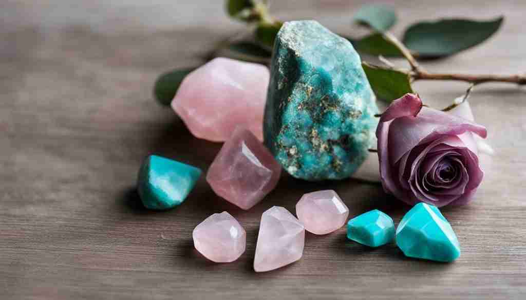 Turquoise and Rose Quartz Crystals