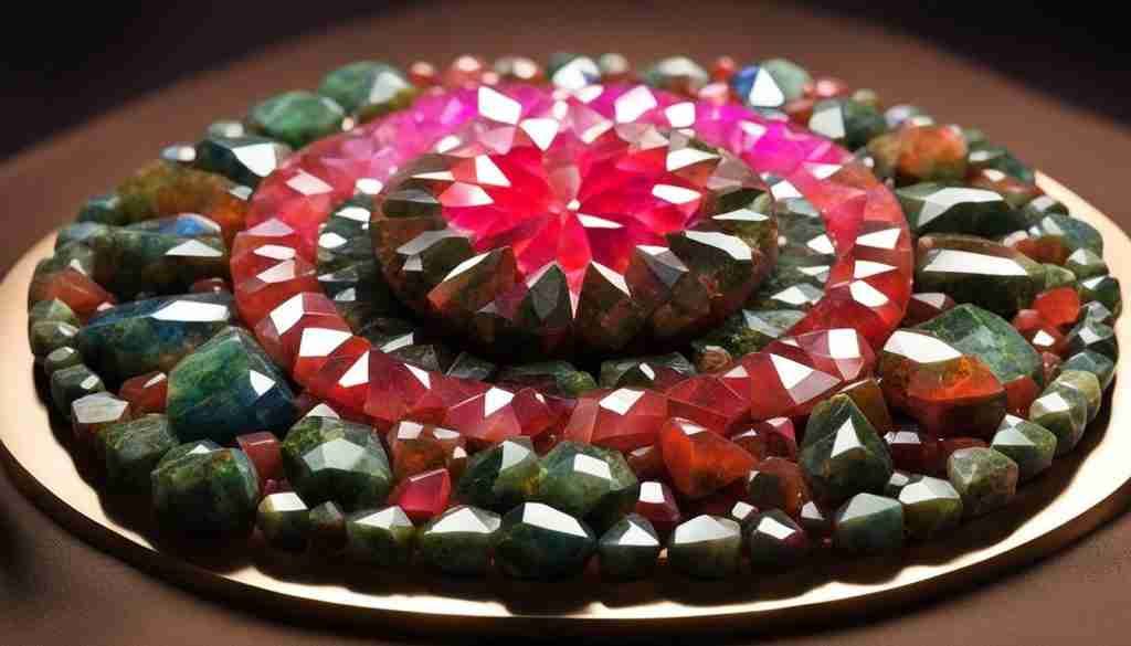 Unakite, Opal, Bloodstone, and Howlite crystals for emotional growth