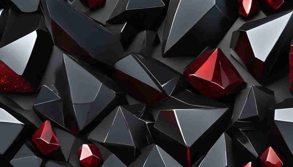 black garnet and black kyanite crystals