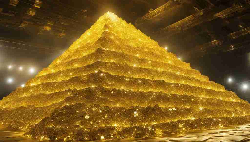 yellow crystals as symbols of wealth and durability