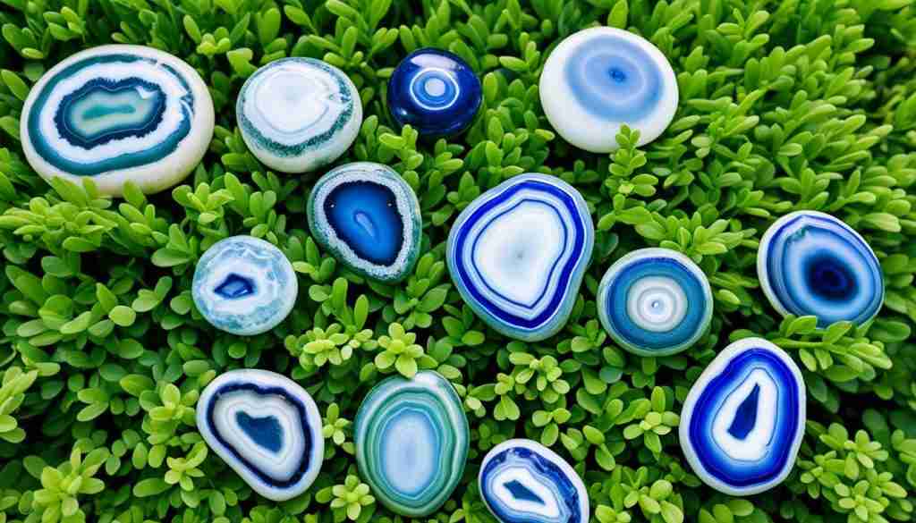Blue and White Agates
